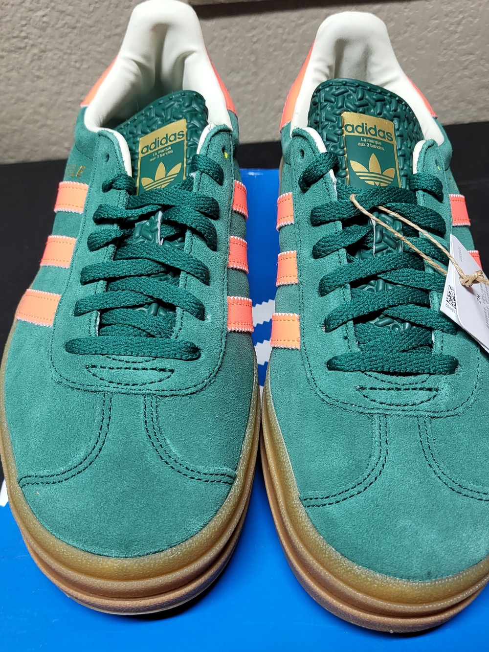 *NEW* Adidas Gazelle Bold J Green Coral Hurricanes Platform Size Youth 5 Women 6 - Picture 3 of 9